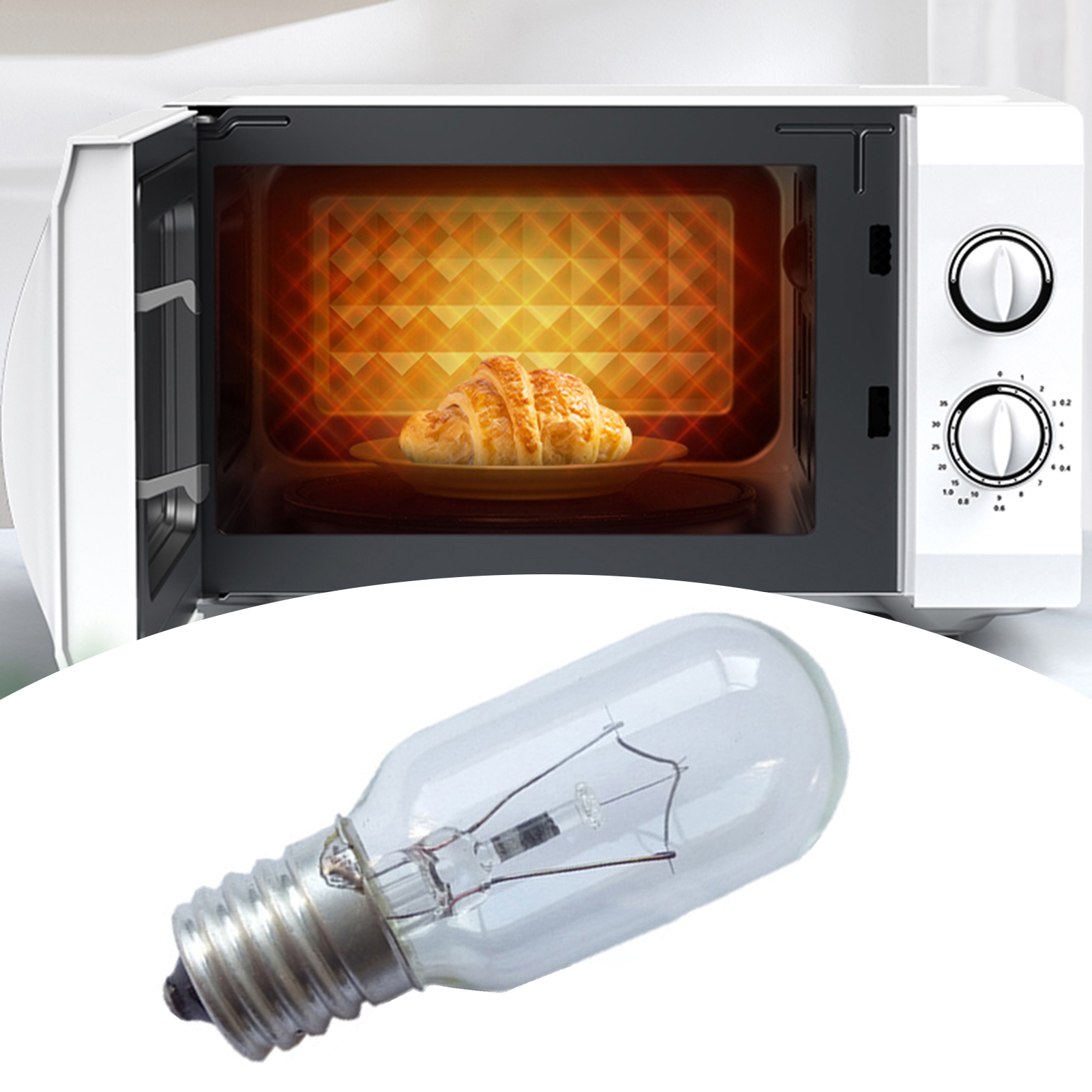 Anvazise 2Pcs E17 Oven Bulb High Temperature Resistance Professional Glass Microwave Stovetop Oven Lamp for Dryer Transparent One Size